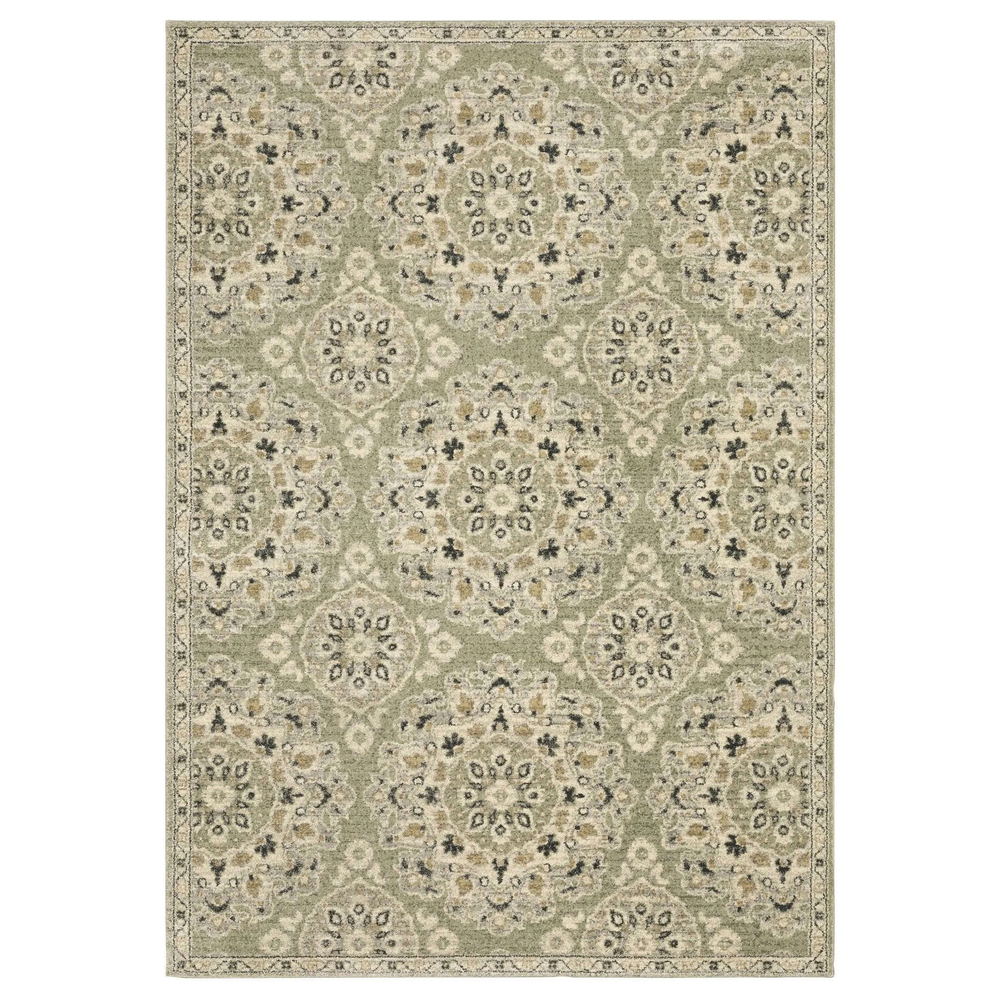 Florence 4334E Green/Ivory Rug - Baconco