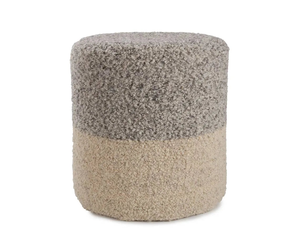 Folke FOL01 Light Grey/Cream Pouf - Baconco