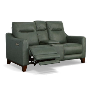 Forte Power Reclining Loveseat with Console and Power Headrests - Baconco