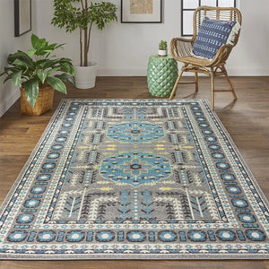 Foster 3754F Gray/Blue Rug - Baconco