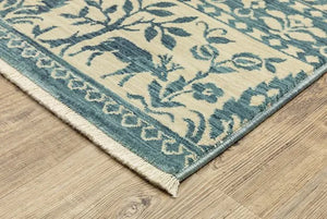 Francesca FR08H Blue/Ivory Rug - Baconco