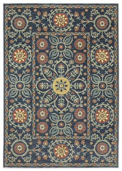 Francesca FR11B Blue/Rust Rug - Baconco