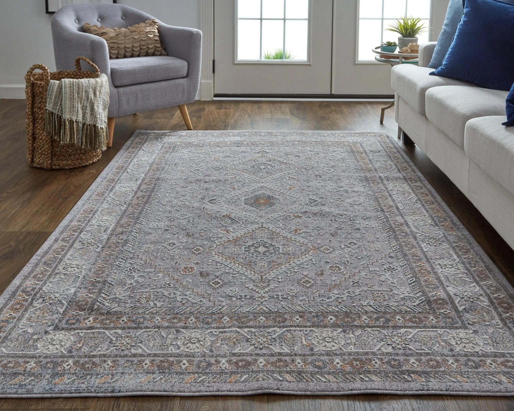 Francisco FRA39GBF Grey/Orange Rug - Baconco