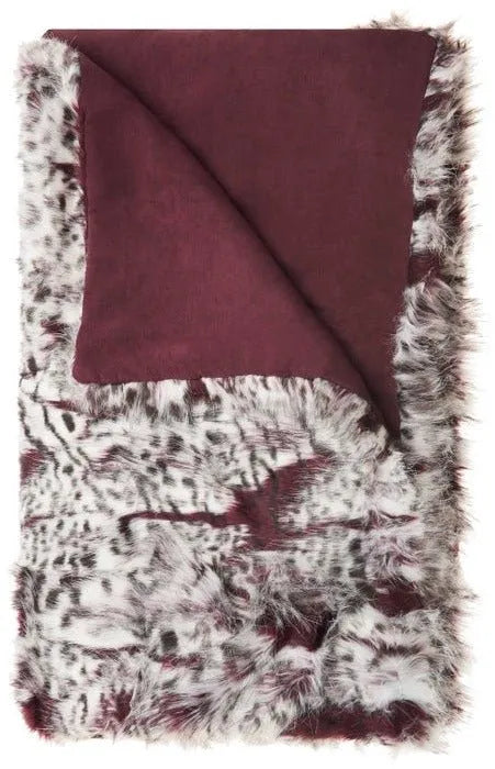 Fur N9206 Burgandy/Ivory Throw Blanket - Baconco