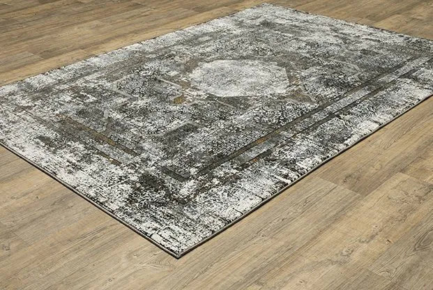 Gemini 90O Silver/Charcoal Rug - Baconco