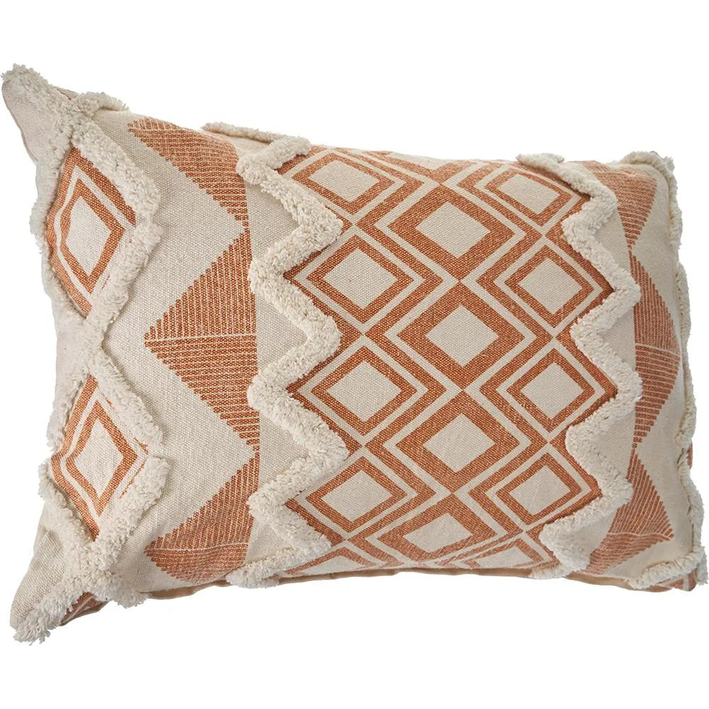 Geometric Burnt Orange and Cream LR07440 Throw Pillow - Baconco