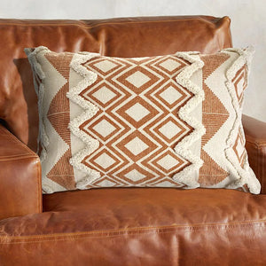 Geometric Burnt Orange and Cream LR07440 Throw Pillow - Baconco