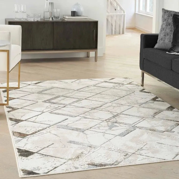 Glitz GLZ02 Ivory/Grey Rug - Baconco