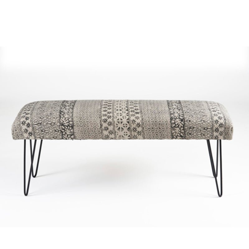 Gray and White Floral LR99732 Indoor Bench - Baconco