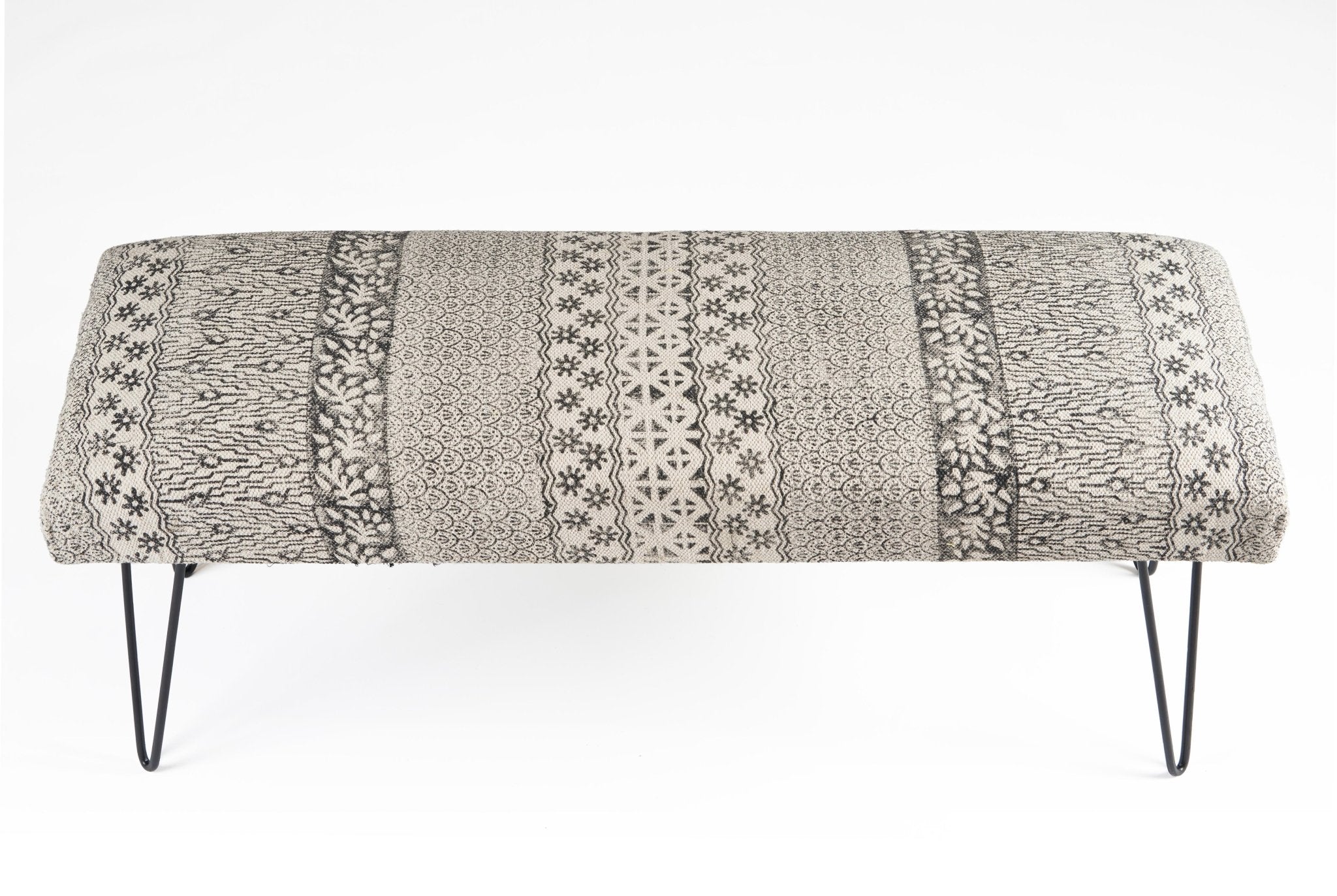 Gray and White Floral LR99732 Indoor Bench - Baconco