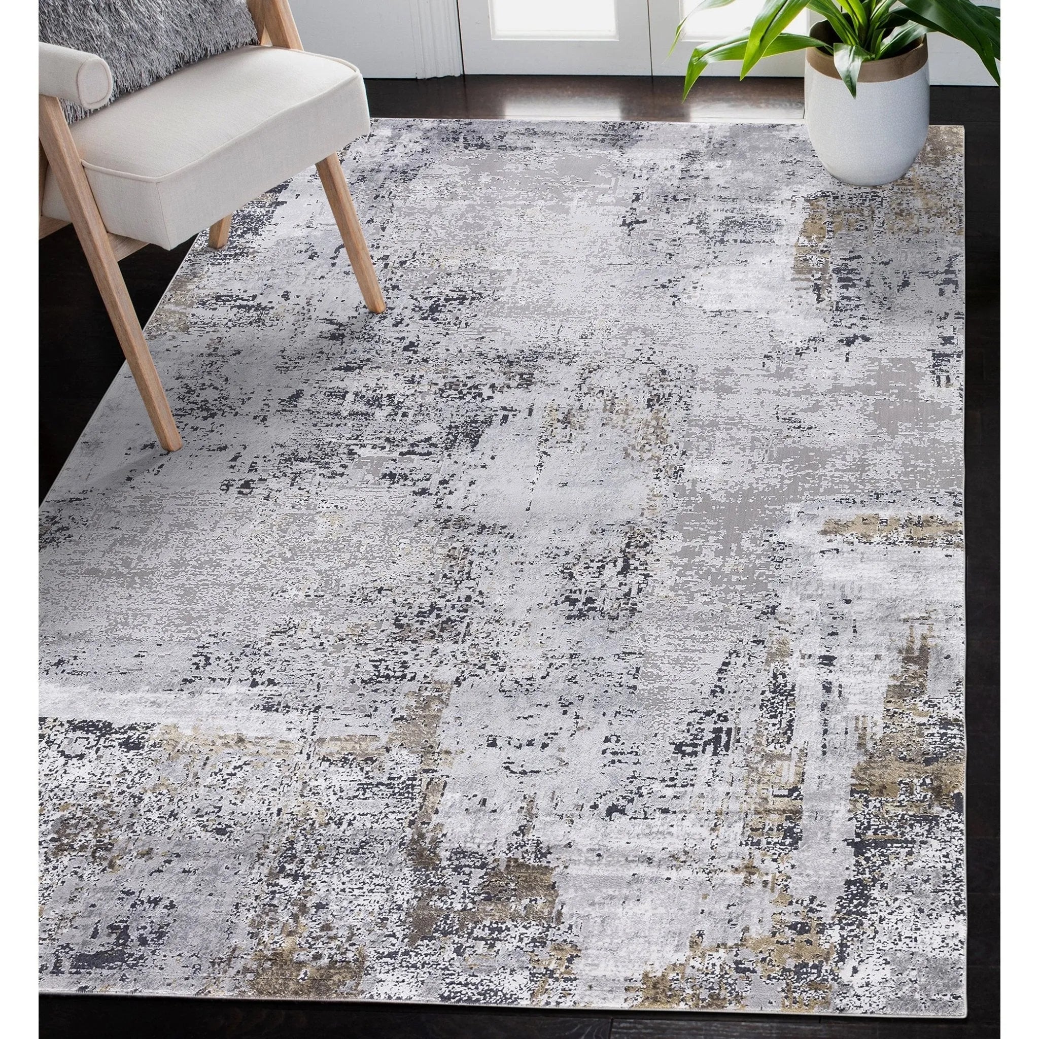 Hamilton HAM-5 Grey/Gold Rug - Baconco