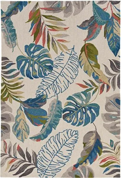 Harbor 4211 Palms Ivory/Teal Rugs - Baconco