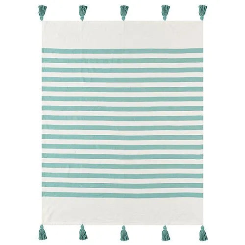 Harbor 80269AHW Aqua Haze/White Throw Blanket - Baconco