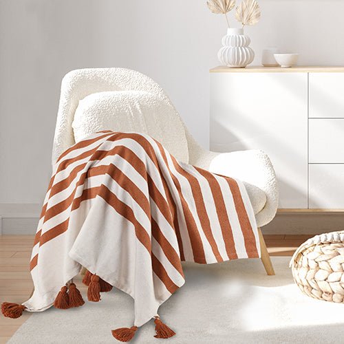 Harbor 80270ADW Adobe/White Throw Blanket - Baconco