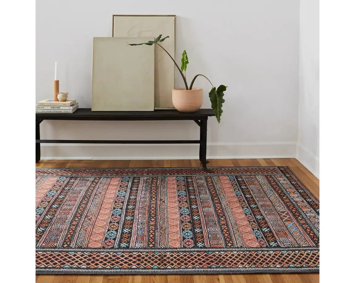 Harman HBL01 Terracotta/Charcoal Rug - Baconco