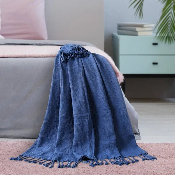 Heather 80218TNV True Navy Throw Blanket - Baconco