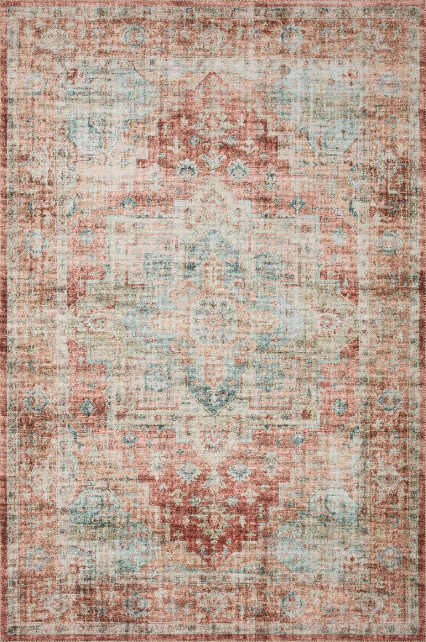 Heidi Hei-01 Terracotta/Aqua Rug - Baconco