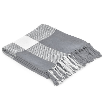 Highland 80283FGW Frost Grey Wht Throw Blanket - Baconco