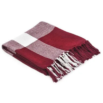 Highland 80284RRW Rio Red/White Throw Blanket - Baconco