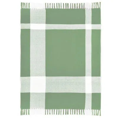 Highland 80285PGW Pastel Green/White Throw Blanket - Baconco