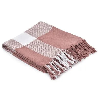 Highland 80287PSW Peachy Keen/White Throw Blanket - Baconco