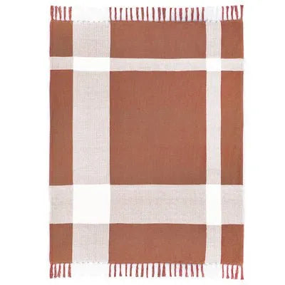 Highland 80287PSW Pumpkin Spice/White Throw Blanket - Baconco