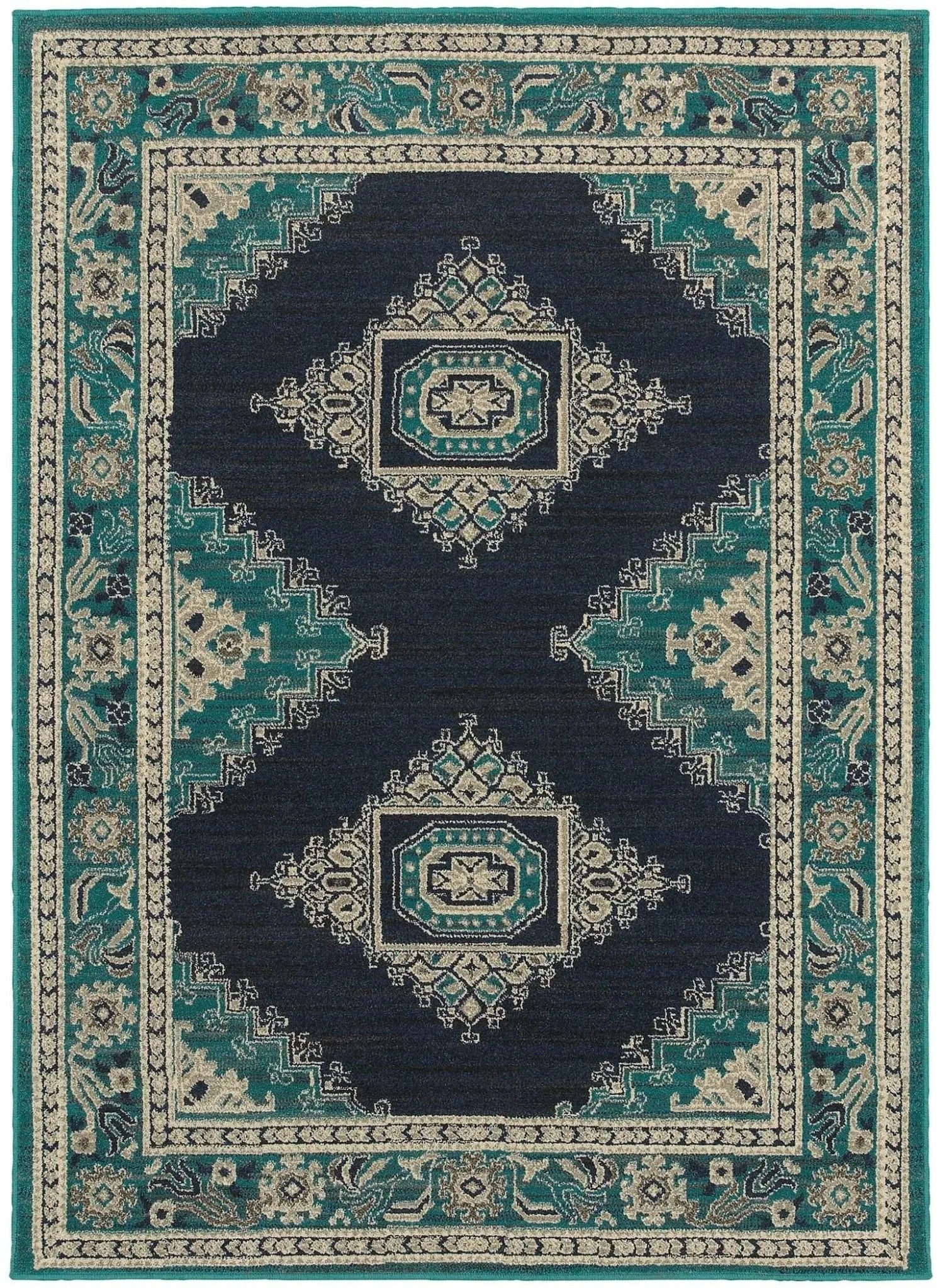 Highlands 6658a Blue/ Ivory Rug - Baconco