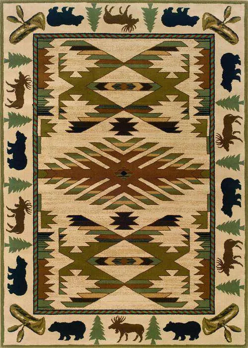 Hudson 1072A Ivory/ Green Rug - Baconco