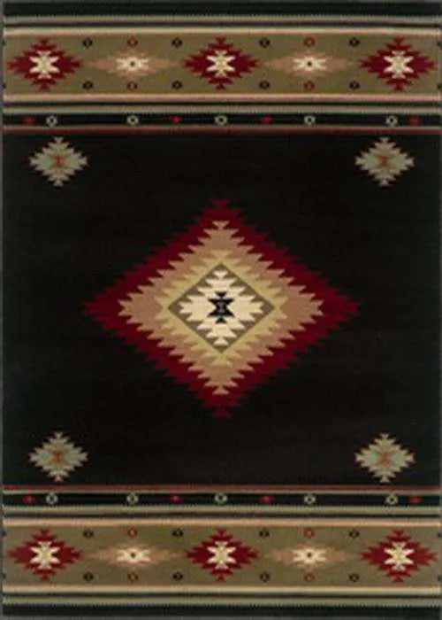 Hudson 87G Black/ Green Rug - Baconco