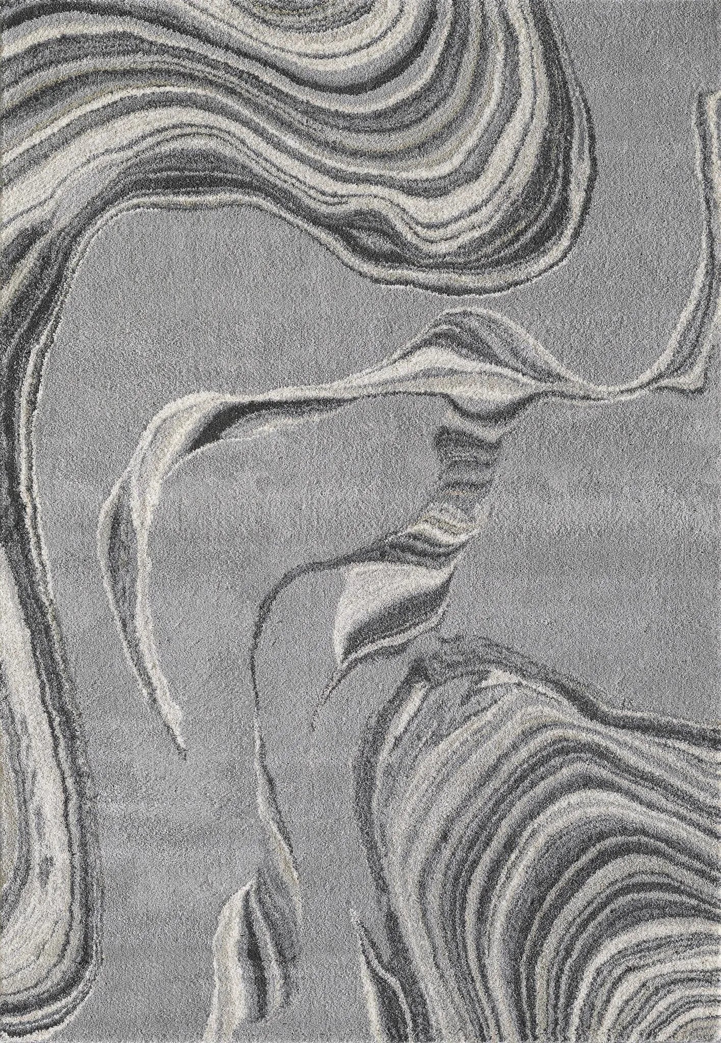 Hue 4757 Grey Marbled Stone Rug - Baconco