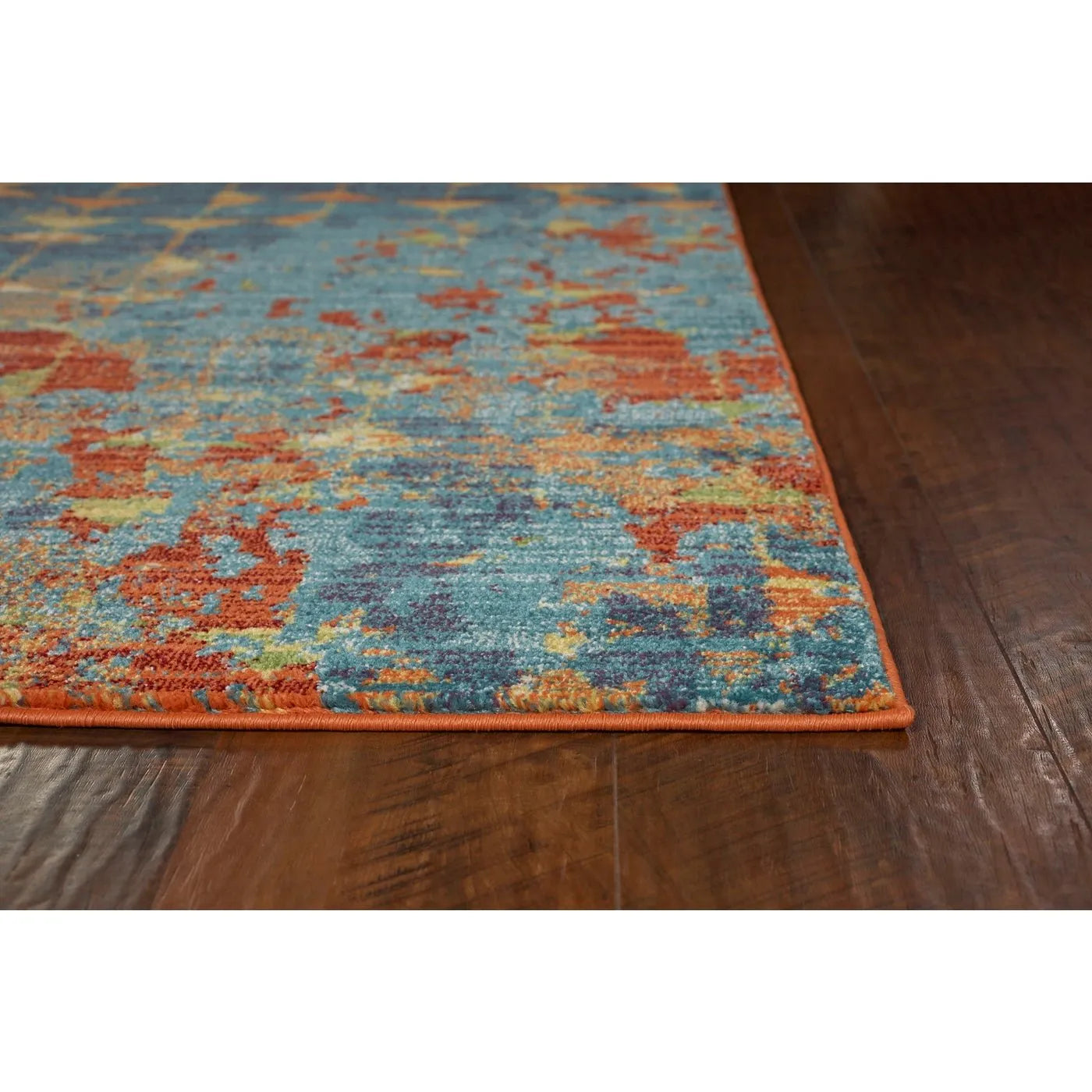 Illusions 6208 Elements Blue/Coral Rug - Baconco