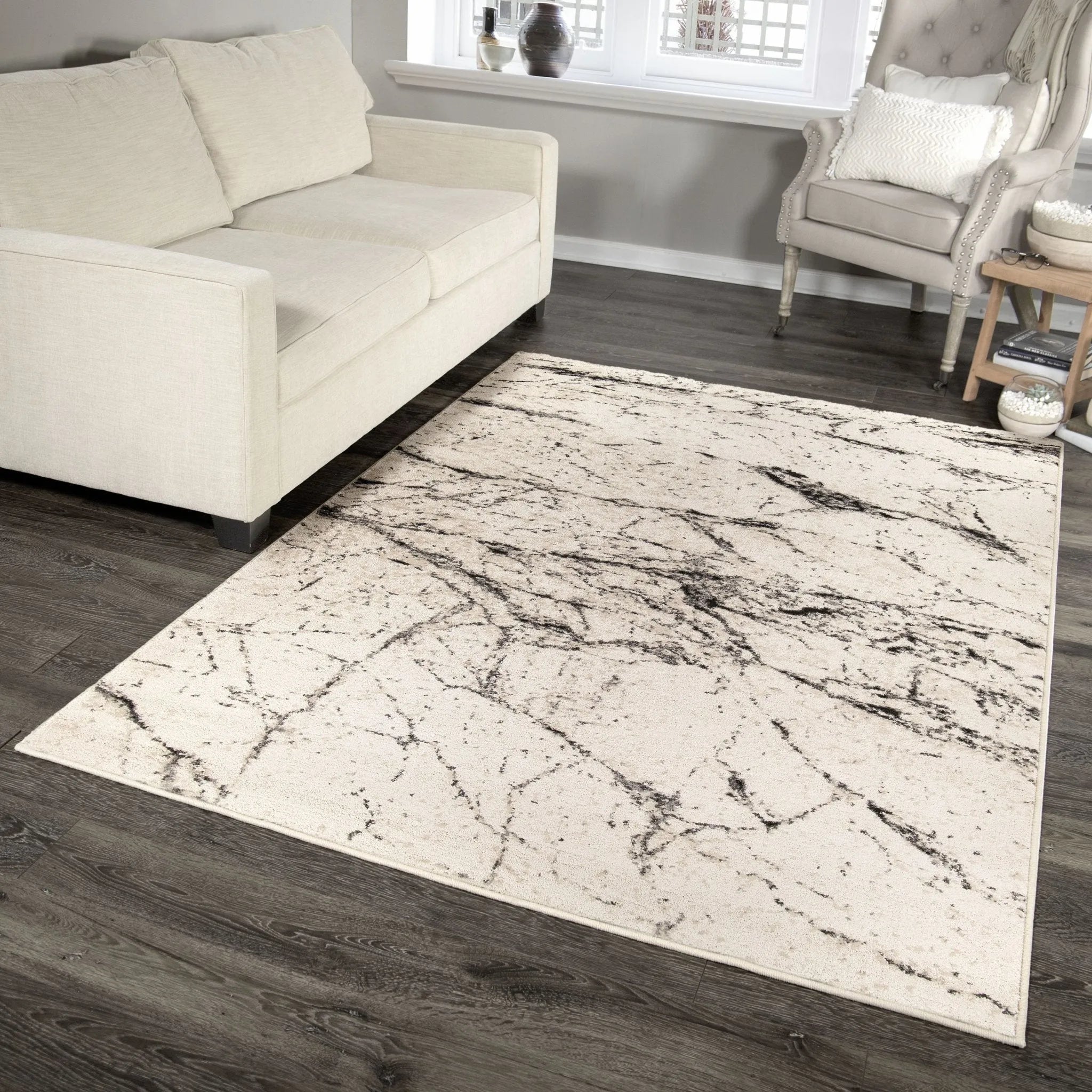 Illusions 9303 Marble Hill Soft White Rug - Baconco