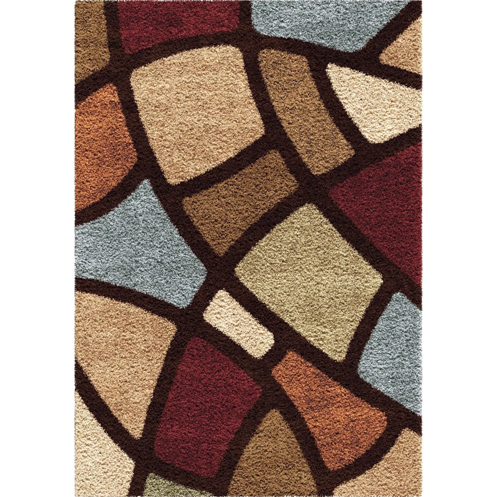 Impressions Shag 3708 Circle Bloom Multi Brown Rug - Baconco