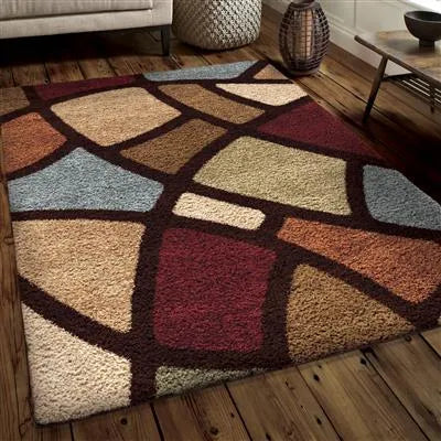 Impressions Shag 3708 Circle Bloom Multi Brown Rug - Baconco