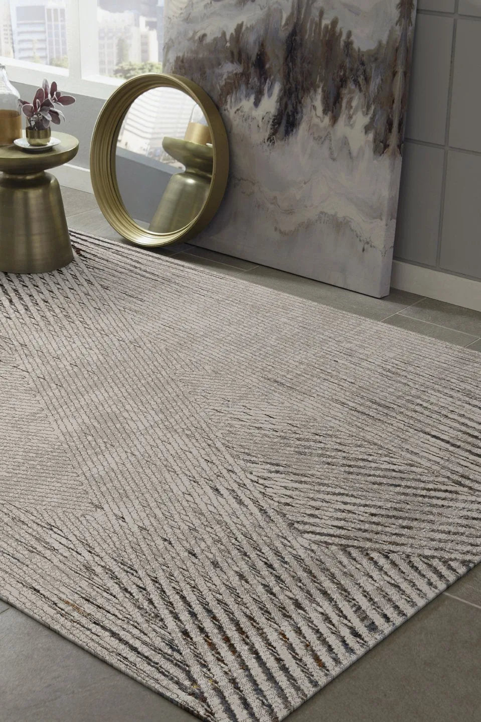 Inspire 7504 Ivory/Grey Parker Rug - Baconco