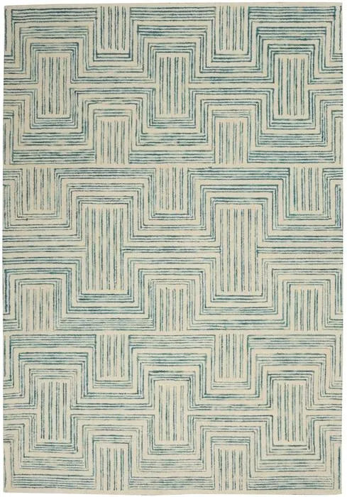 Interlock ITL06 Ivory/Turquoise Rug - Baconco