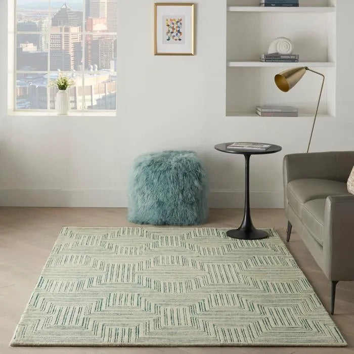 Interlock ITL06 Ivory/Turquoise Rug - Baconco