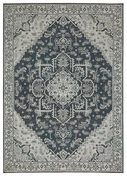 Intrigue INT07 Blue/Beige Rug - Baconco