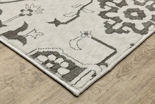 Intrigue INT08 Ivory/Grey Rug - Baconco