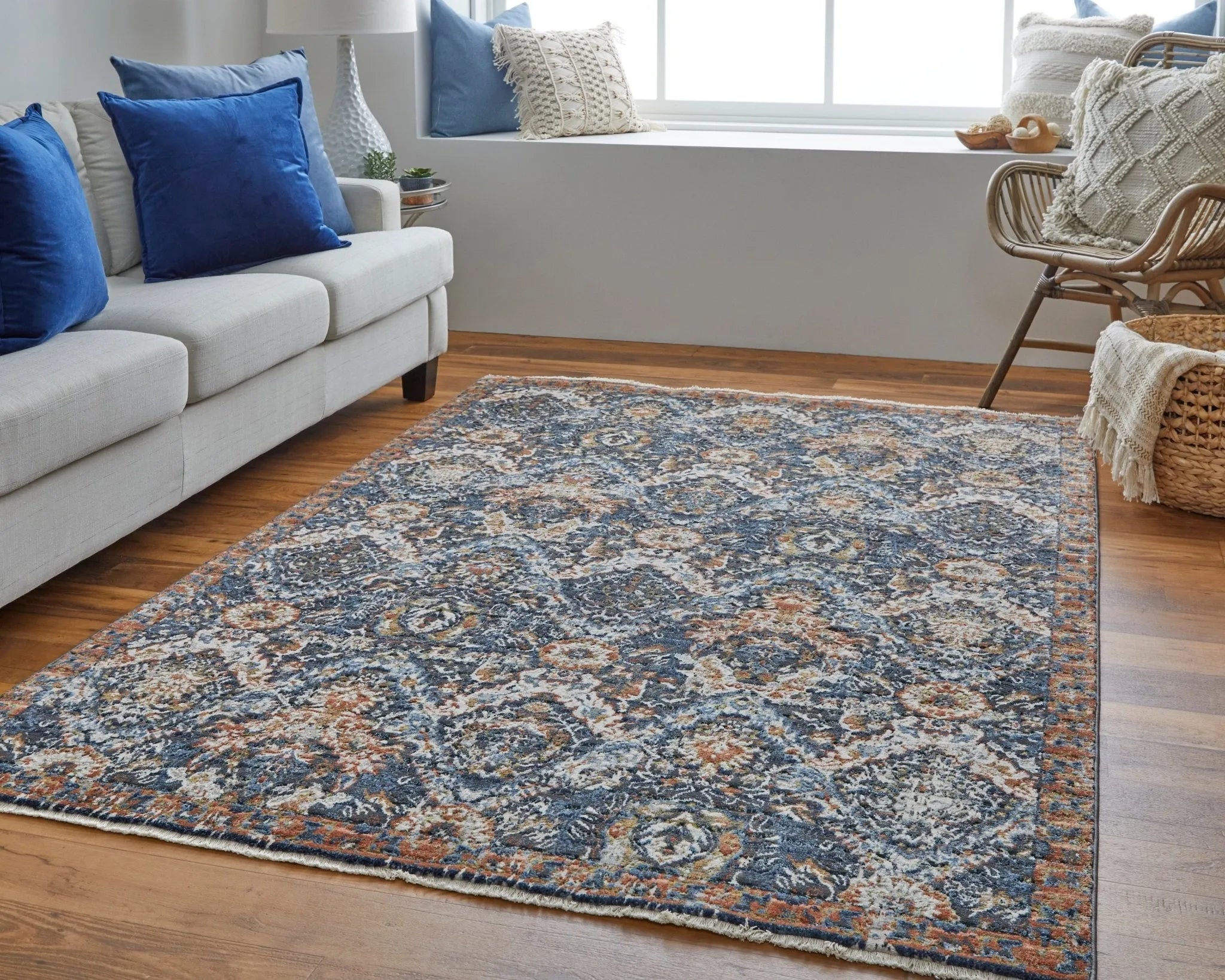 Kaia KAI39HRF Blue/Orange Rug - Baconco