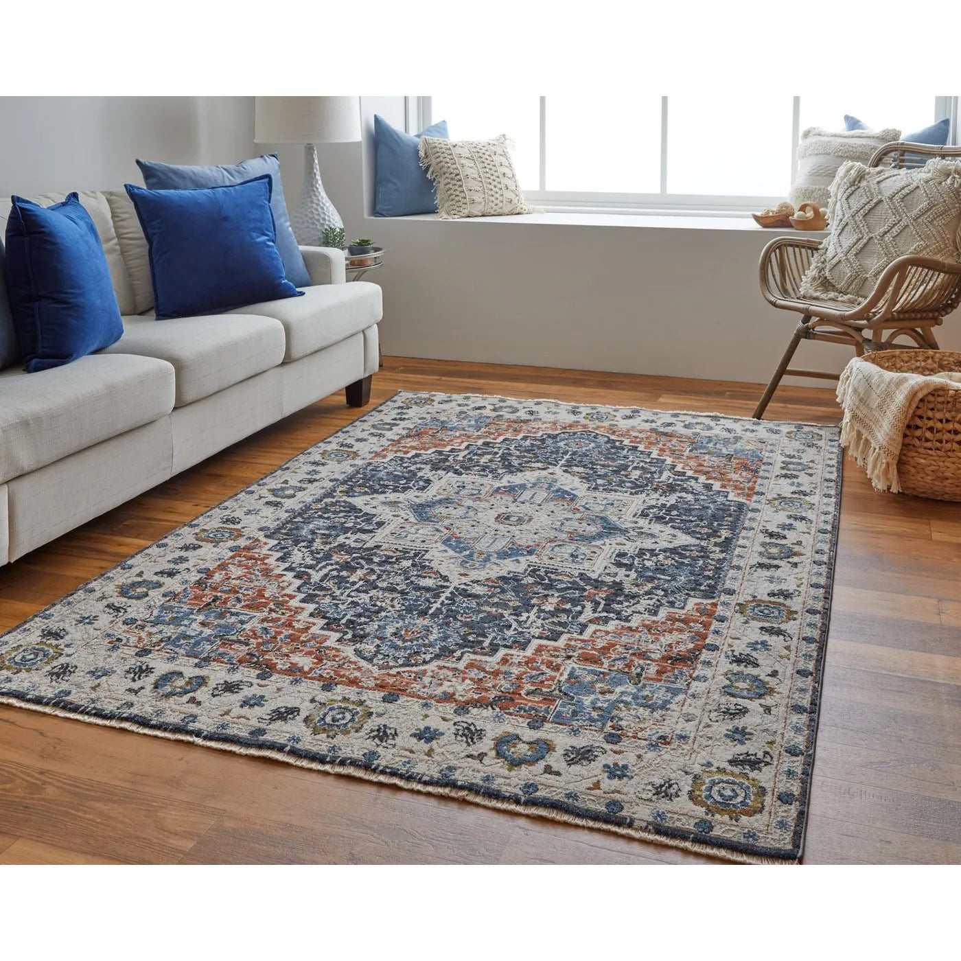 Kaia KAI39HTF Ivory/Blue Rug - Baconco