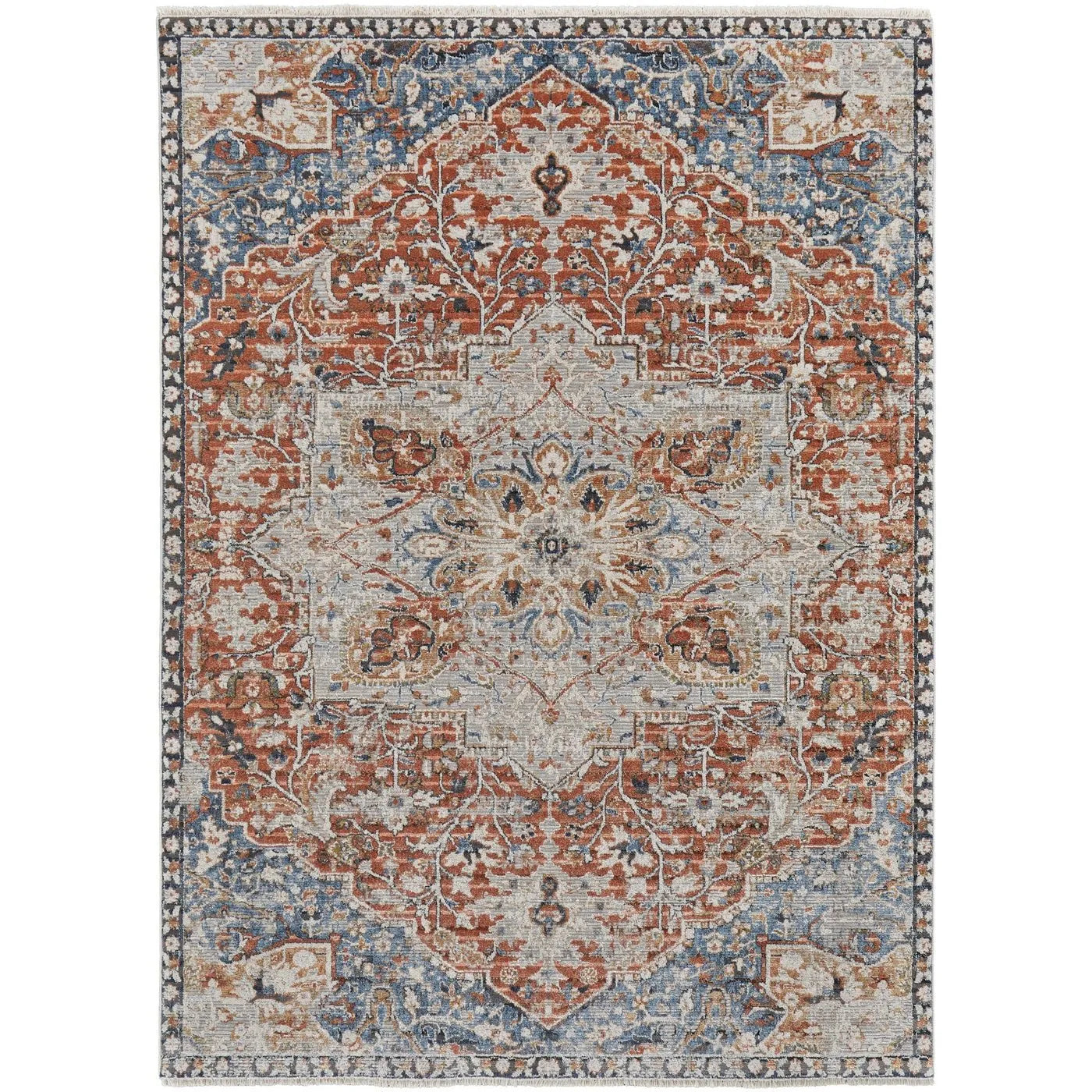 Kaia KAI39HXF Orange/Ivory Rug - Baconco