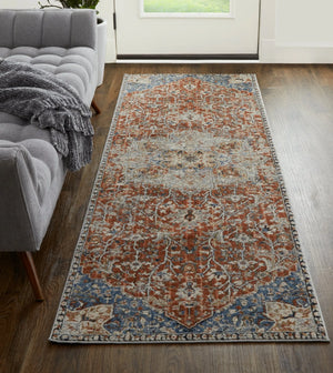 Kaia KAI39HXF Orange/Ivory Rug - Baconco