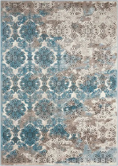 Karma KRM05 Ivory Blue Rug - Baconco