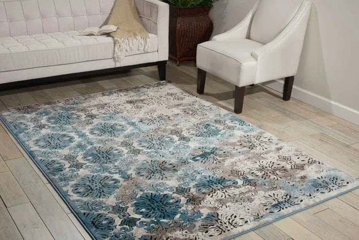 Karma KRM05 Ivory Blue Rug - Baconco