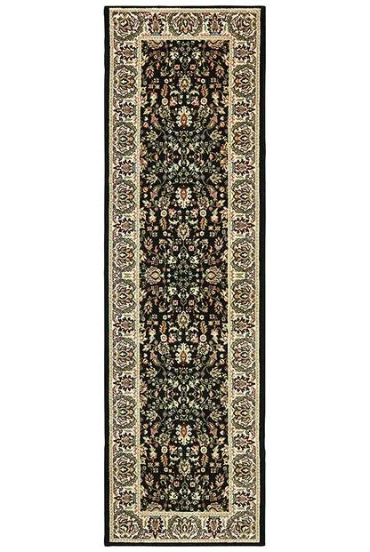 Kashan 108B Black/ Ivory Rug - Baconco