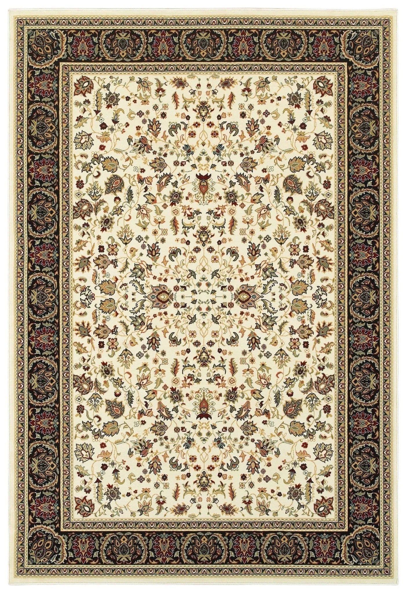 Kashan 108X Ivory/ Black Rug - Baconco