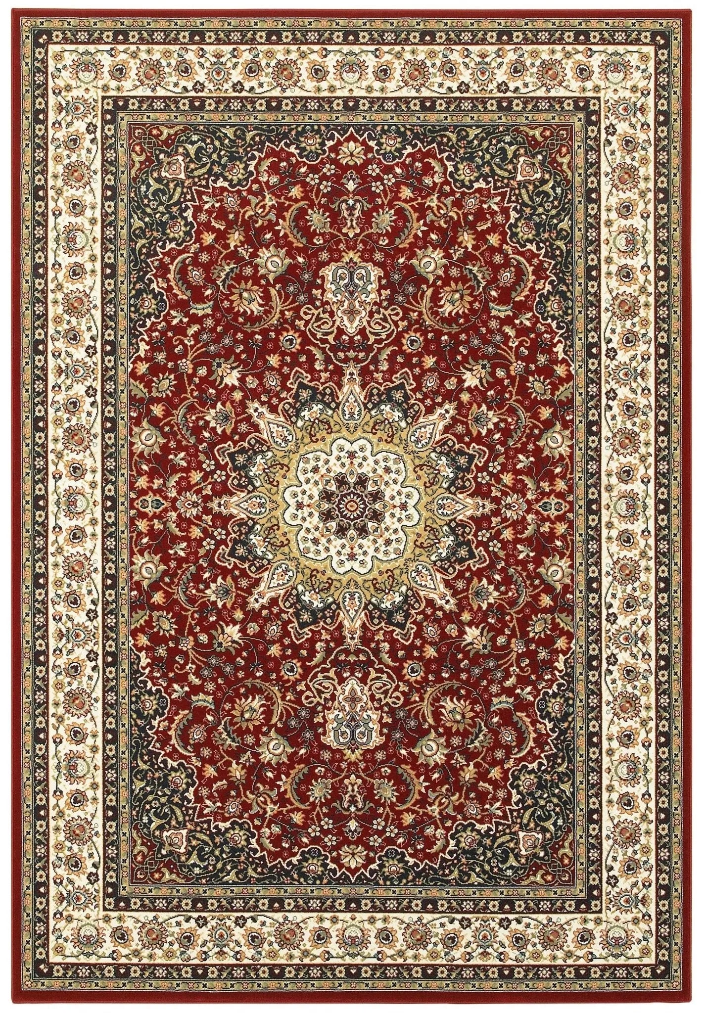 Kashan 119N Red/ Ivory Rug - Baconco