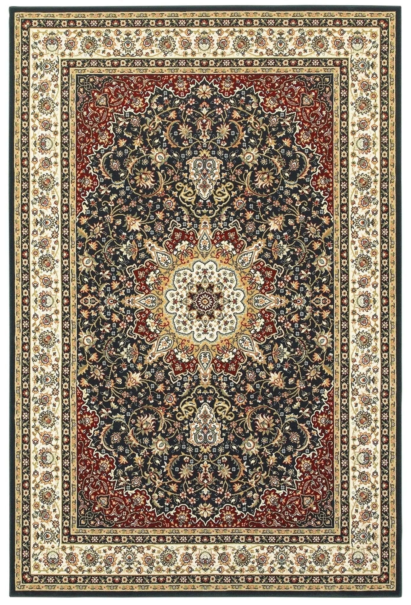 Kashan 119U Navy/ Ivory Rug - Baconco