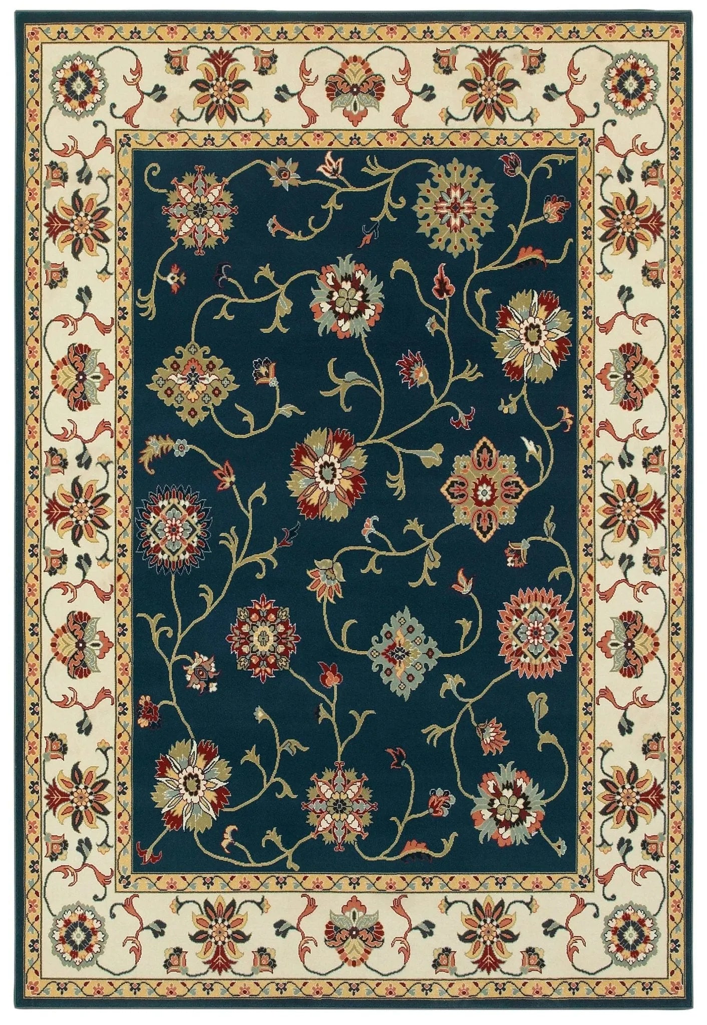 Kashan 2336B Navy/ Ivory Rug - Baconco